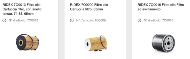 Filtro olio motore - pezzidiricambio24.it