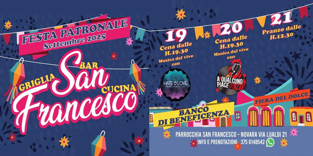 Parrocchia San Francesco - Festa patronale 19-20-21 settembre 2025